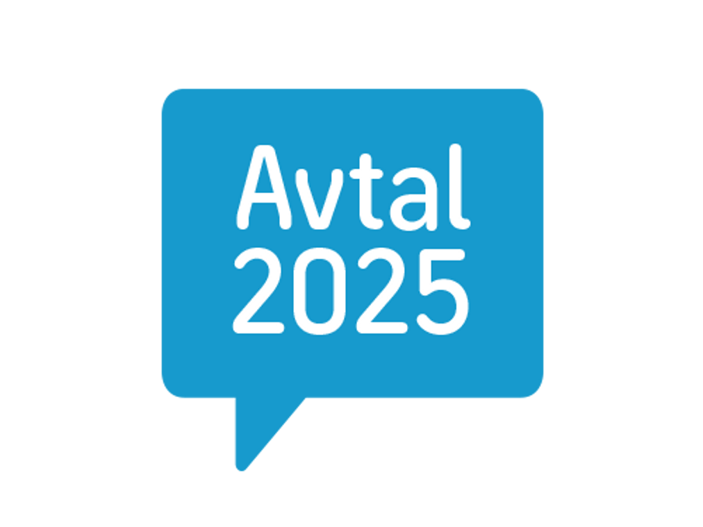 Blå åratbubbla med texten Avtal 2025.